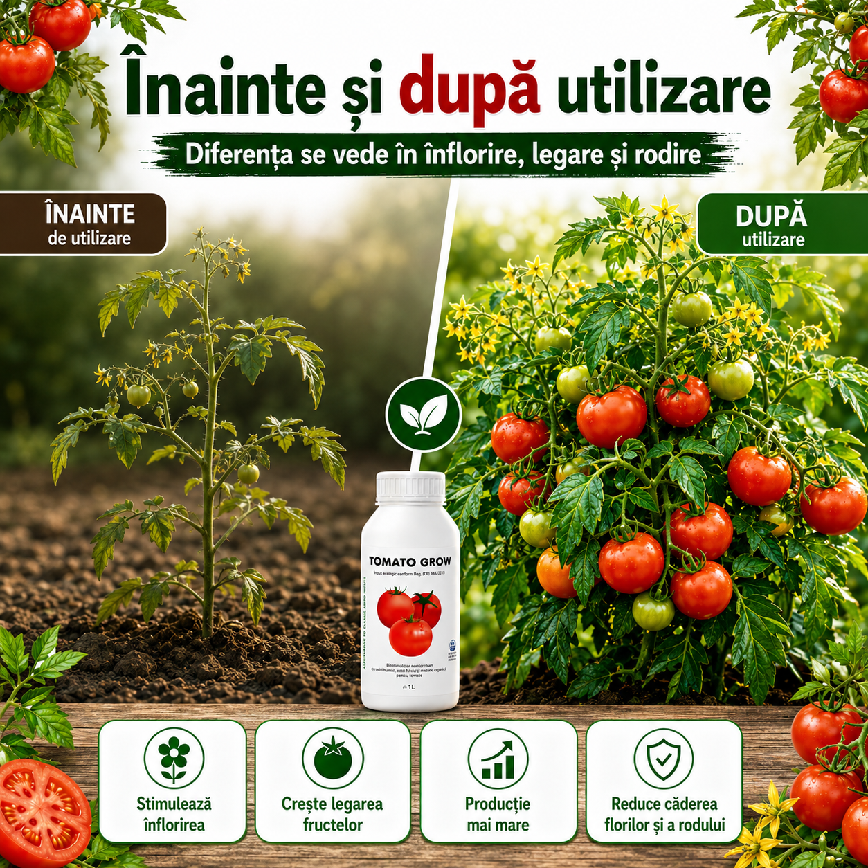 Tomato Grow - Biostimulator de legare și rodire pentru tomate 1L