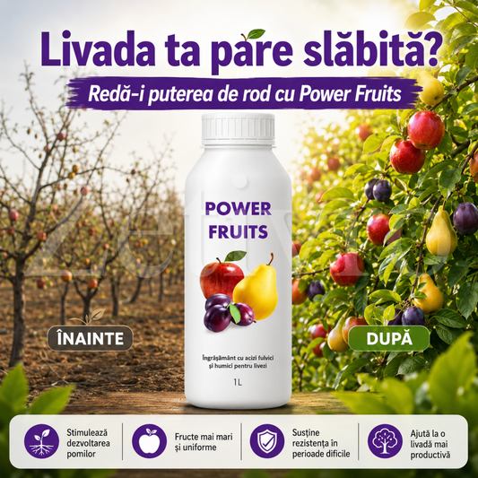 PowerFruits™ - Biostimulator organic pentru livezi și pomi fructiferi 1L