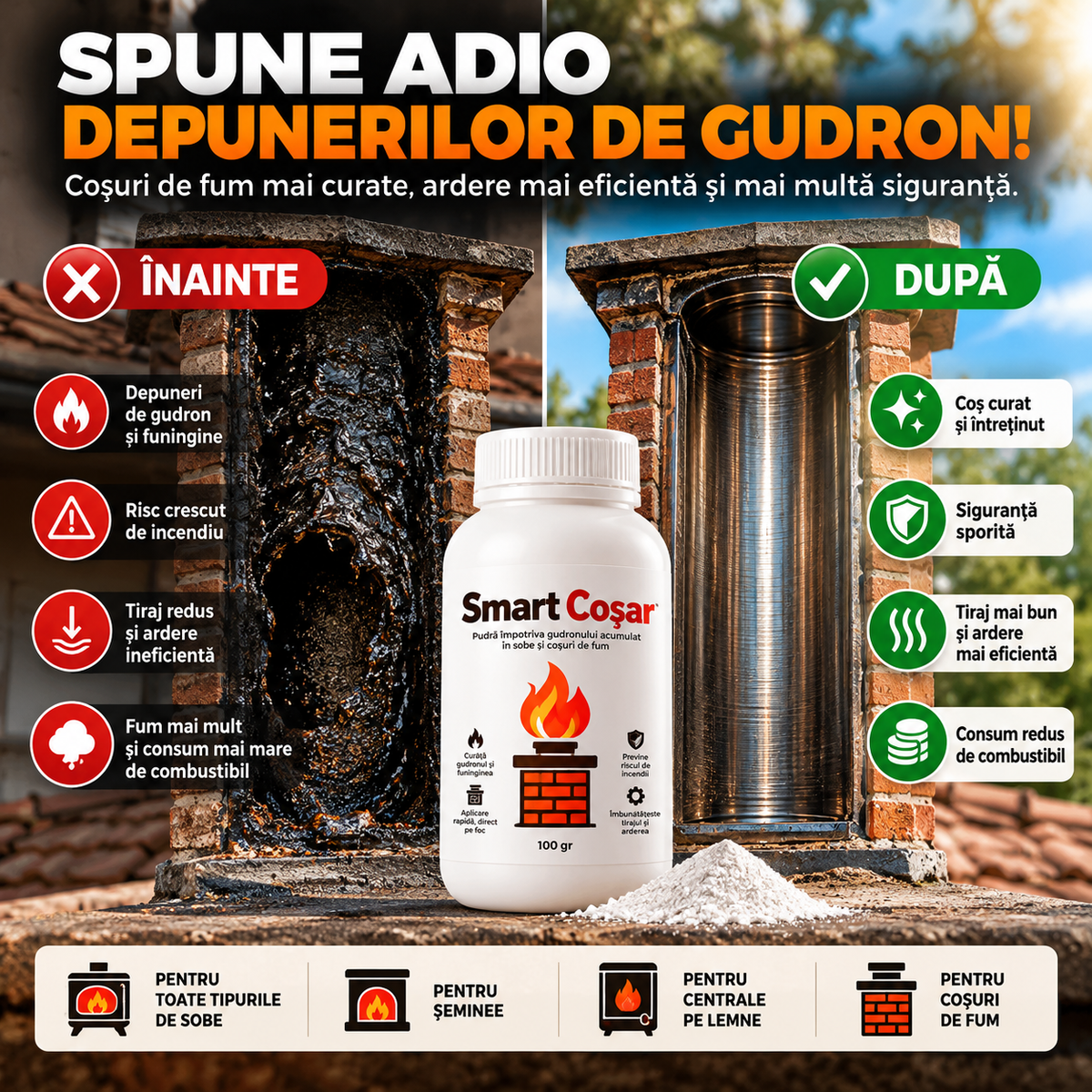 Smart Coșar – Pudră împotriva gudronului, 100 g, 1+1 Gratis